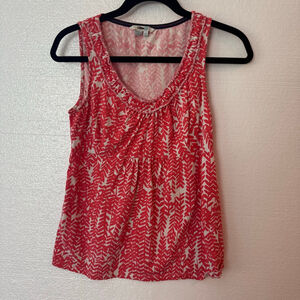 BODEN Red White Leaf Print Tank Top US 6